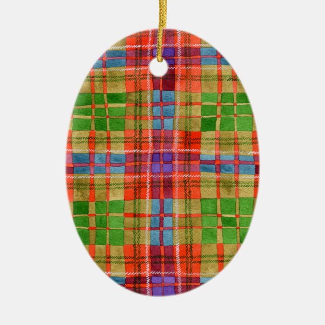 MAC RAE TARTAN Ornement ovale en céramique (Devant)