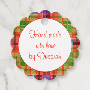 MAC RAE TARTAN Scalloped Round "Hand Made" Tags