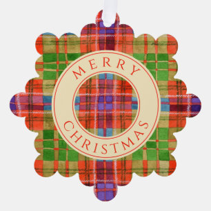 MAC RAE TARTAN Snowflake Paper Ornament Card