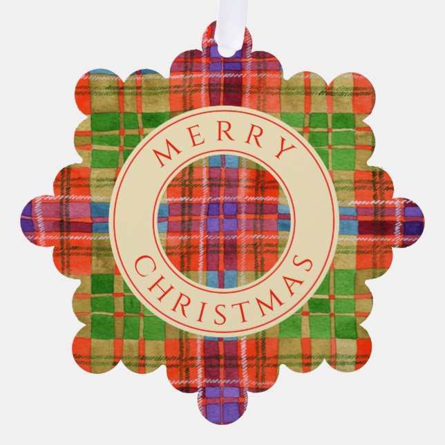 MAC RAE TARTAN Snowflake Paper Ornament Card (Front)