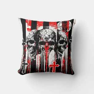Macabre Elegance: Skulls and Crosses in Gothic Cha Throw Pillow