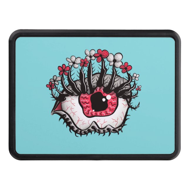 Macabre Eye Melt Creepy Psychedelic Dark Art Trailer Hitch Cover (Front)