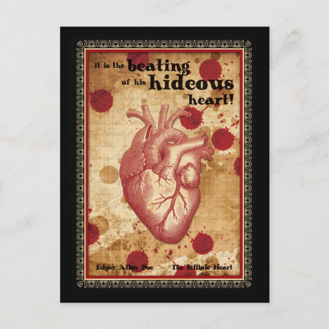 Macabre Literary Telltale Heart with Quote Postcard (Front)