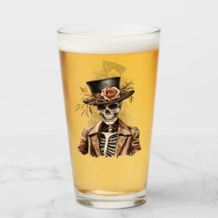 Macabre Orange & Purple Watercolor Skeleton Glass