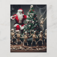 Macabre Skeleton Santa Festive Dancing Skeletons