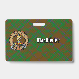 MacAlister of Glenbarr Crest over Hunting Tartan Badge