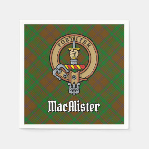 MacAlister of Glenbarr Crest over Hunting Tartan Napkin