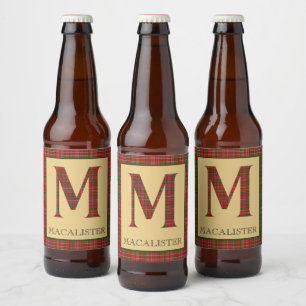 MacAlister Tartan Monogram M  Beer Bottle Label