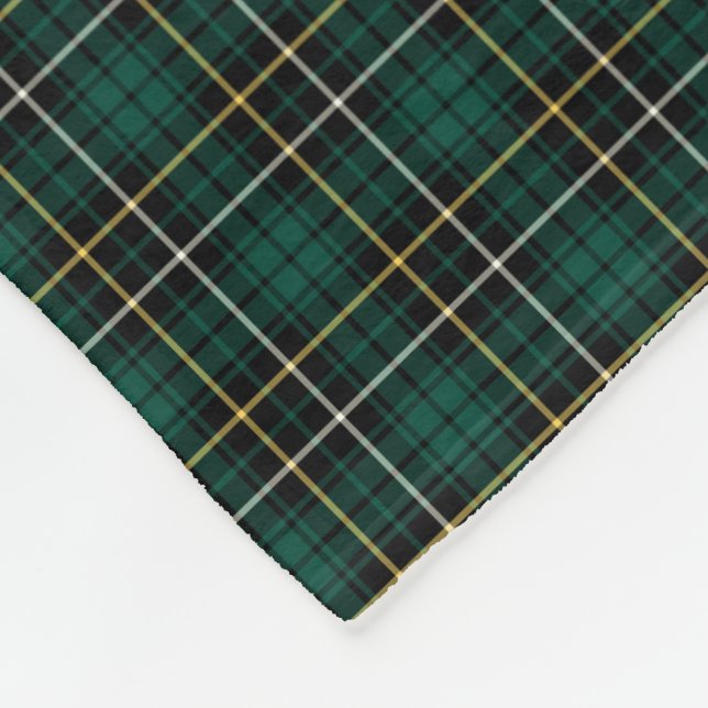 MacAlpine Clan Green and Black Tartan Fleece Blanket (Corner)