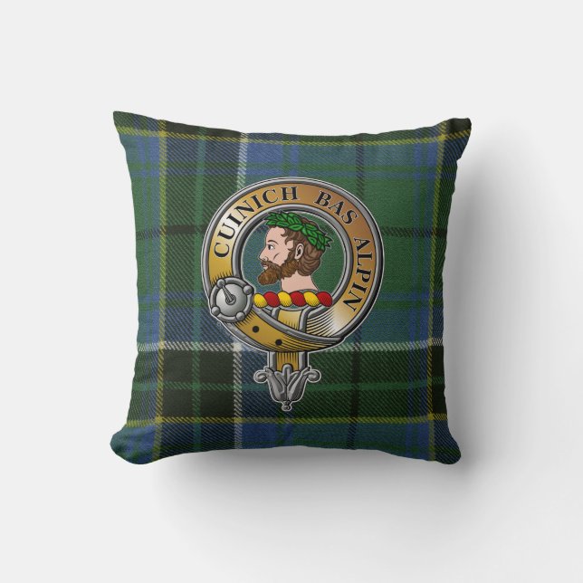 MacAlpine Tartan & Badge Throw Pillow (Front)