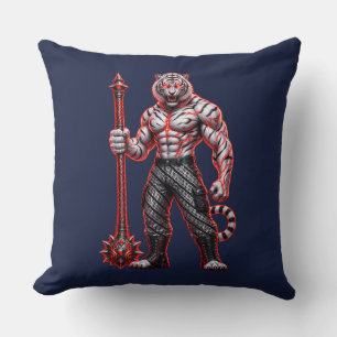 Macan Godo White Tiger Warrior with Gada Mace - My Throw Pillow