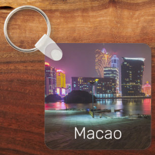 Macao Casino Skyline Panorama China Nighttime Keychain