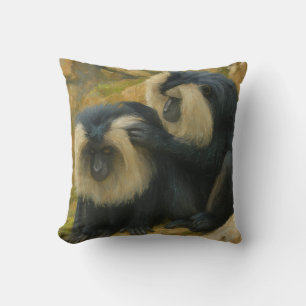 Macaque Bond – Grooming Ritual Throw Pillow