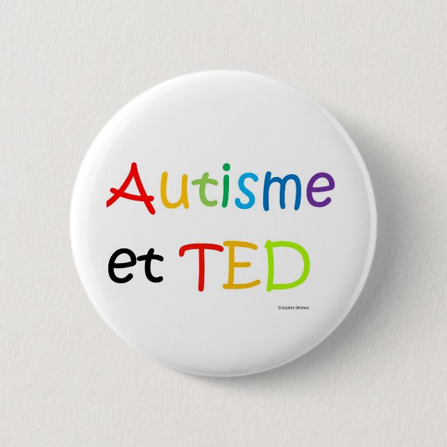 Macaron Autisme TED arc-en-ciel 2 Inch Round Button (Front)