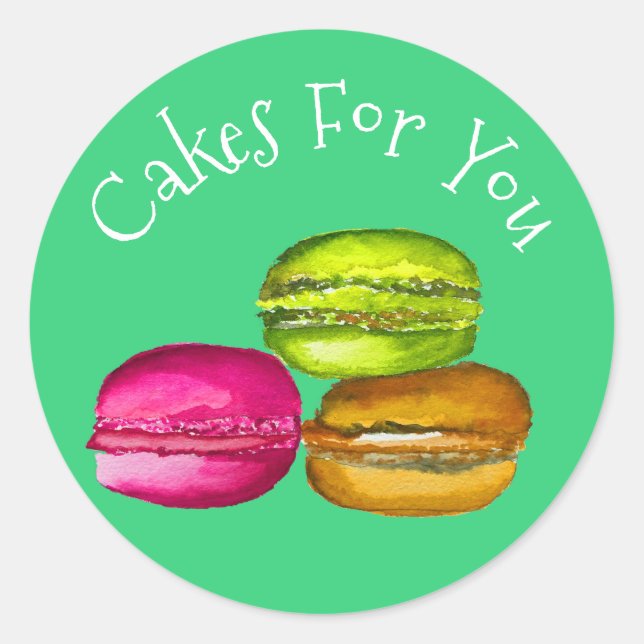 Macaron cakes design Gift business branding Classic Round Sticker (Front)
