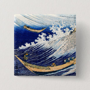 Macaron Carré 5 Cm 北 斎 Hokusai Océan Vagues d'Art Japonais