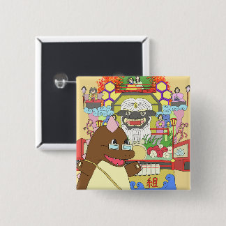 MACARON CARRÉ 5 CM 道の駅くじ　やませ土風館オリジナルキャラクターどっふぅくん　スクエア缶バッジ