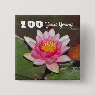 Macaron Carré 5 Cm 100 Anniversaire Jeune Pink Water Lily Flower