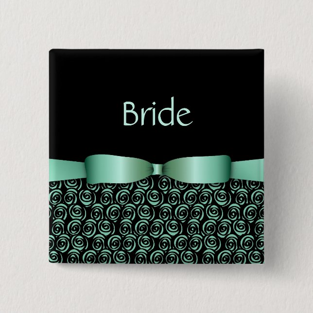 Macaron Carré 5 Cm 100 rosettes épousant des boutons - aigue-marine (Devant)