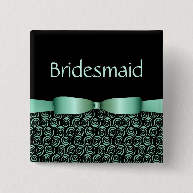 Macaron Carré 5 Cm 100 Rosettes Mariage Bridesmaid Buttons - Aquamari (Devant)