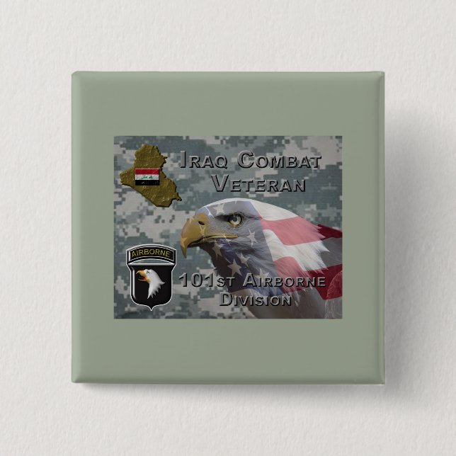 Macaron Carré 5 Cm 101e Division aéroportée Irak Vétéran de combat (Devant)