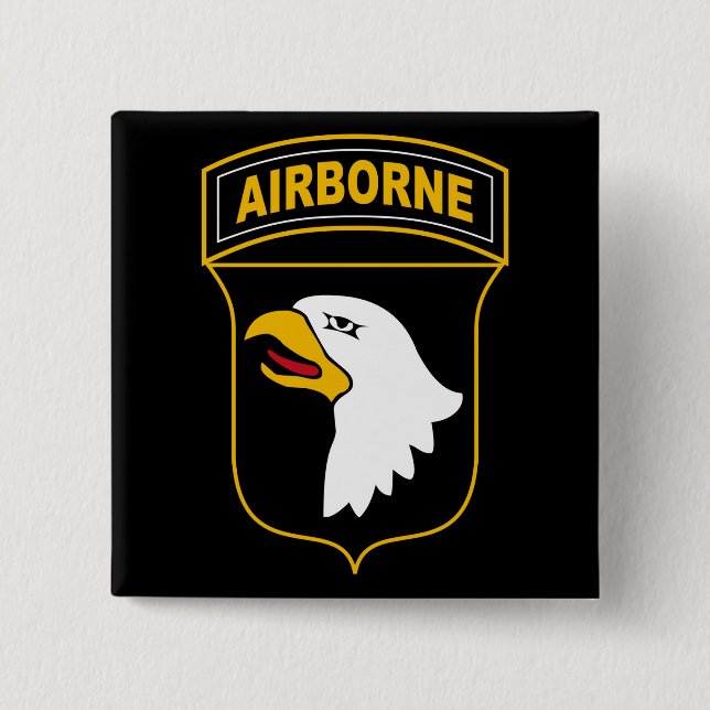 Macaron Carré 5 Cm 101e division aéroportée Vétéran militaire (Devant)