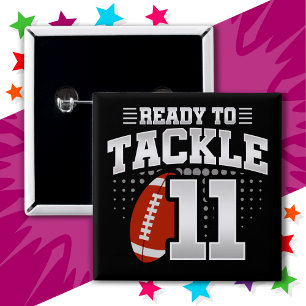 Macaron Carré 5 Cm 11 ans Tackle Football Party 11e anniversaire