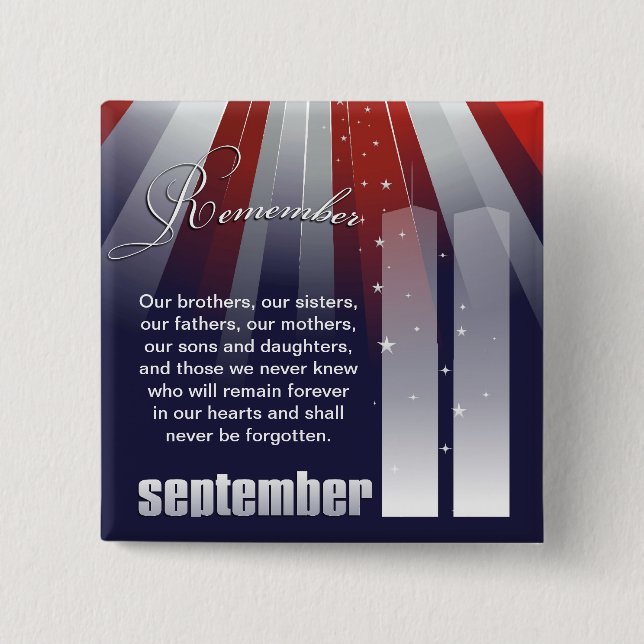 Macaron Carré 5 Cm 11 septembre - Pin patriotique de souvenir (Devant)