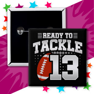 Macaron Carré 5 Cm 13 ans Tackle Football Party 13e anniversaire
