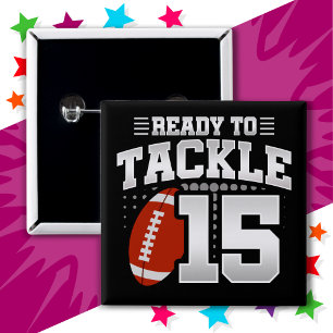 Macaron Carré 5 Cm 15 ans Tackle Football Party 15e anniversaire