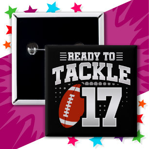 Macaron Carré 5 Cm 17 ans Tackle Football Party 17e anniversaire