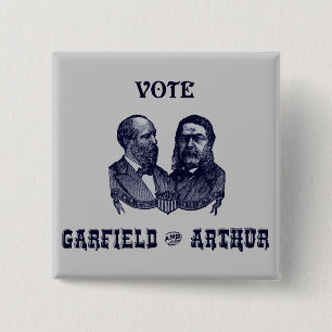 Macaron Carré 5 Cm 1880 vote Garfield et Arthur, bleus