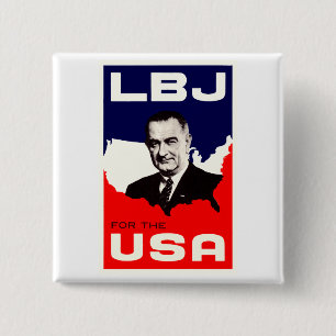 Macaron Carré 5 Cm 1964 LBJ pour les Etats-Unis