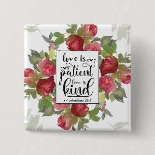 Macaron Carré 5 Cm 1 Corinthiens 13:4 L'amour est le patient L'amour 