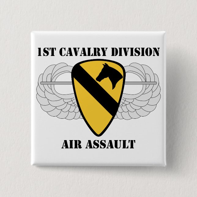 Macaron Carré 5 Cm 1re division de cavalerie Assaut aérien - avec tex (Devant)