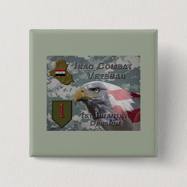 Macaron Carré 5 Cm 1re Division d'infanterie Irak Vétérinaire de comb (Devant)
