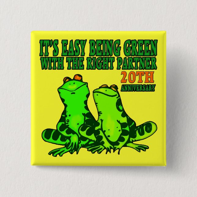 Macaron Carré 5 Cm 20ème Boutons d'anniversaire de mariage (Devant)