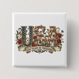 Macaron Carré 5 Cm 250e anniversaire États-Unis Semiquincentenaire