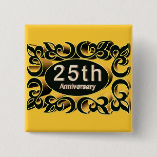 Macaron Carré 5 Cm 25ème Boutons d'anniversaire de mariage
