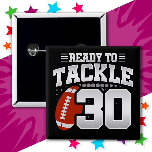 Macaron Carré 5 Cm 30 ans Tackle Football Party 30e anniversaire (Créateur téléchargé)