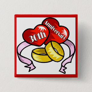 Macaron Carré 5 Cm 30ème Boutons d'anniversaire de mariage
