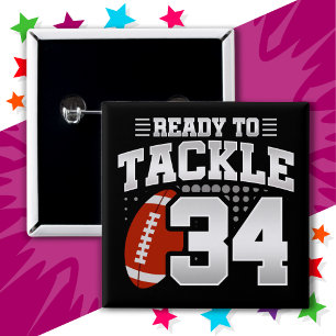 Macaron Carré 5 Cm 34 ans Tackle Football Party 34e anniversaire