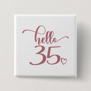 Macaron Carré 5 Cm 35e anniversaire femmes Bonjour 35 mignonne 35 ans