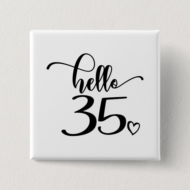 Macaron Carré 5 Cm 35e anniversaire femmes Bonjour 35 mignonne 35 ans (Devant)