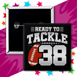 Macaron Carré 5 Cm 38 ans Tackle Football Party 38e anniversaire