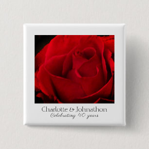 Macaron Carré 5 Cm 40e anniversaire de la rose rouge traditionnelle