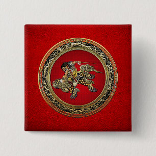 Macaron Carré 5 Cm [500] Hokusai - Shoki Riding Shishi Lion