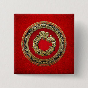 Macaron Carré 5 Cm [500] Serpent Dieu Quetzalcoatl [Or]