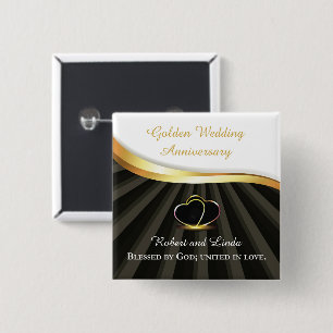 Macaron Carré 5 Cm 50e anniversaire de mariage religieux Golden