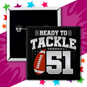 Macaron Carré 5 Cm 51 ans Tackle Football Party 51e anniversaire